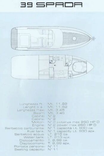 Motorboat Ilver Spada Plattegrond van de boot