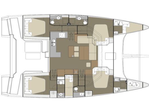 Catamaran Dufour Catamaran 48 Planimetria della barca