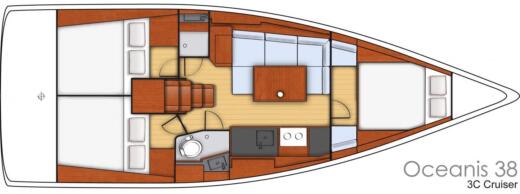 Sailboat BENETEAU Oceanis 38 Planimetria della barca