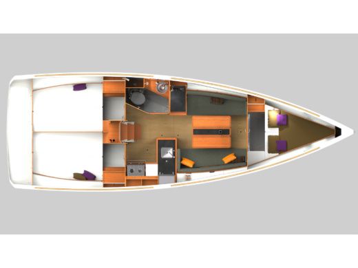 Sailboat JEANNEAU Sun Odyssey 349 Siberia Plattegrond van de boot
