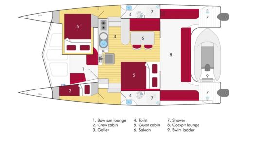 Catamaran Asia Catamarans Stealth 38 Boat layout