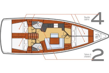 Чартер Парусная яхта  Oceanis 45 (4 cabins) Тиват
