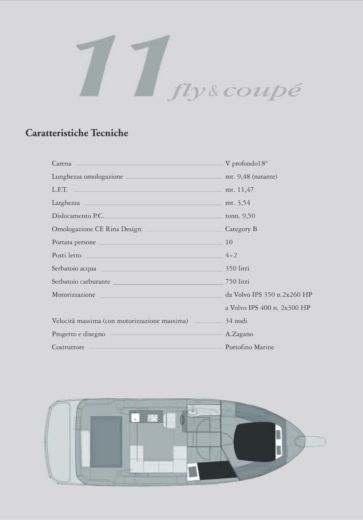 Motorboat Portofino Marine 11 Fly Boot Grundriss