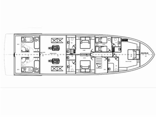Motorboat  CALM DOWN  Plattegrond van de boot