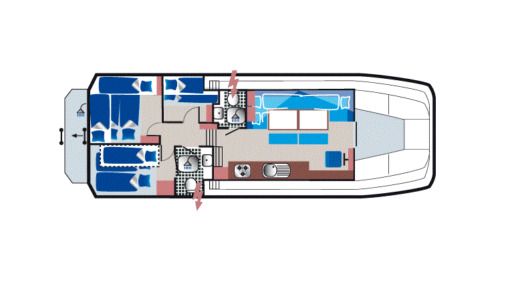 Houseboat Pirate 1200K (MAL) Plattegrond van de boot