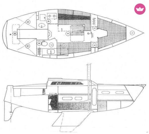 Sailboat Jeanneau Aquila Boot Grundriss