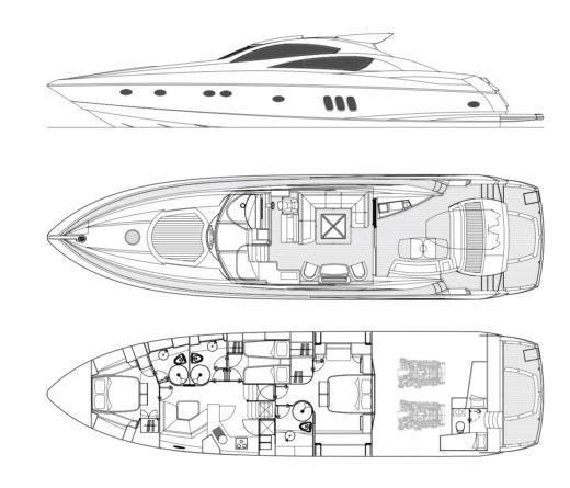 Motor Yacht Sunseeker 72 Predator Planta da embarcação