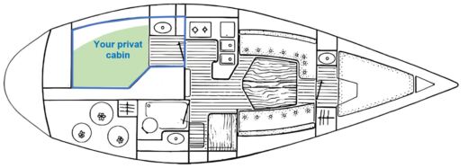 Sailboat Jeanneau Sun Shine 38 Plattegrond van de boot
