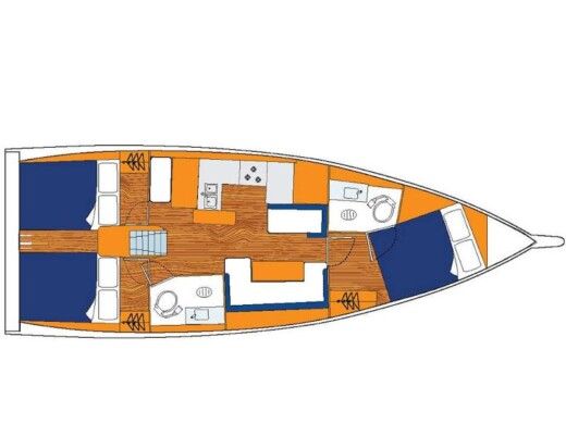 Sailboat  Sunsail 410 Plattegrond van de boot