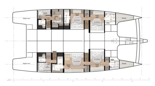 Catamaran Sunreef 70 Planimetria della barca