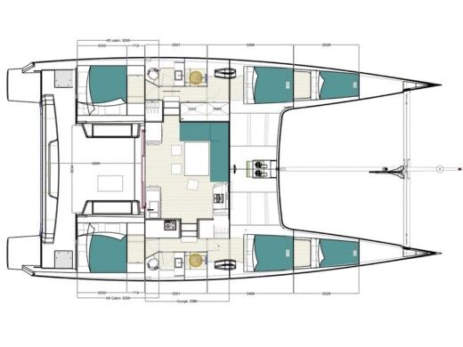 Catamaran  ORC 57 Plattegrond van de boot