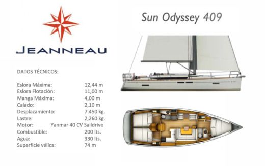Sailboat Jeanneau SUN ODYSSEY 409 Plan du bateau