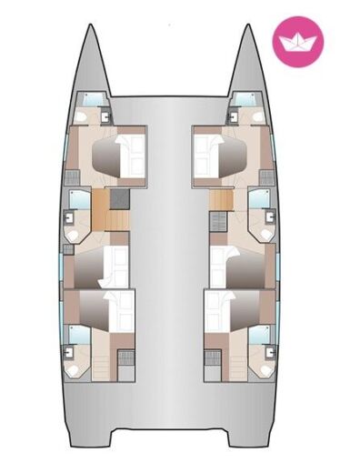 Catamaran Fountaine Pajot Fountaine Pajot Aura 51 - 6 + 1 cab Plattegrond van de boot