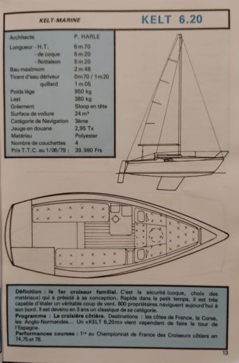 Sailboat Kelt 6.20 Plano del barco