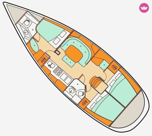 Sailboat Beneteau Oceanis 400 Plattegrond van de boot