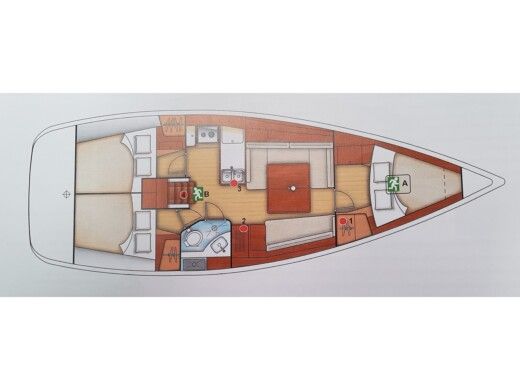 Sailboat  Beneteau Oceanis 37 Plattegrond van de boot