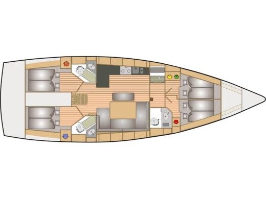 Sailboat Bavaria 46 Plattegrond van de boot