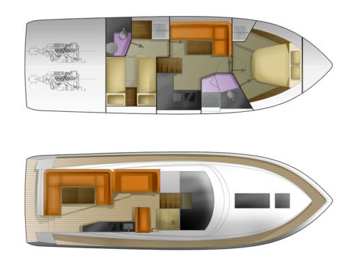 Motorboat Galeon 405 HTL Plattegrond van de boot