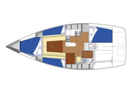 Sailboat FORA MARINE RM 1050 Biquille Plattegrond van de boot