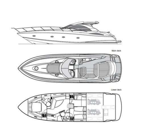 Motorboat Sunseeker Portofino 53 Plattegrond van de boot