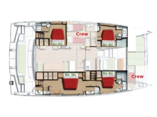 Catamaran  Bali 5.8 Plattegrond van de boot