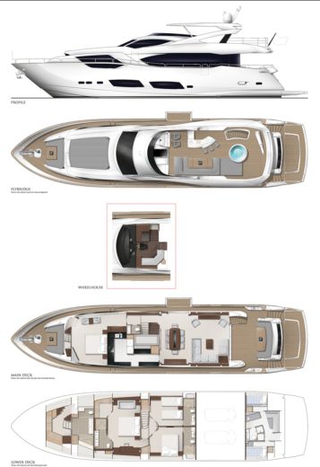 Motorboat Sunseeker 95 Plattegrond van de boot