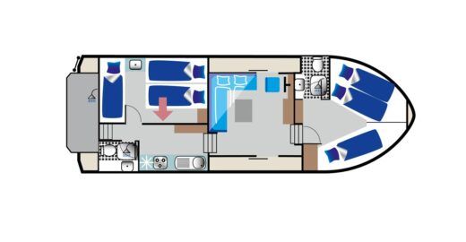 Houseboat Kormoran 1140 (ZEK) Σχέδιο κάτοψης σκάφους