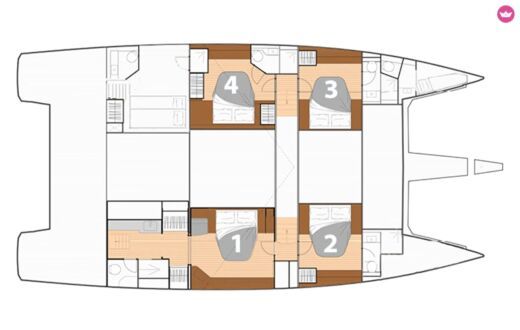 Catamaran Fountaine Pajot Samana 59 Boot Grundriss