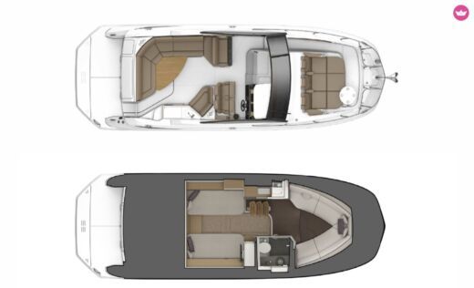 Motorboat SEA RAY DA320E SUNDANCER Boot Grundriss
