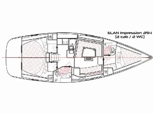 Sailboat  Elan Impression 394 Impression Thalia Planimetria della barca