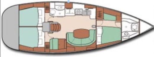 Sailboat Beneteau Oceanis Clipper 411 Boot Grundriss