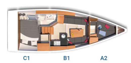 Sailboat Hanse Hanse 315 Plattegrond van de boot