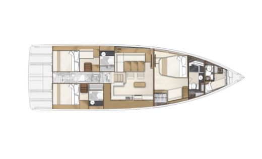 Sailboat Jeanneau 55 avec équipage Planimetria della barca
