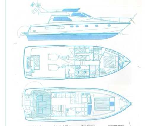 Motorboat Ferretti 44s Plattegrond van de boot