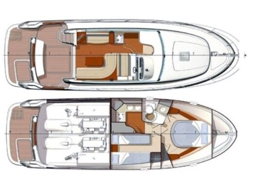 Motorboat Jeanneau Prestige 36 Fly Boat layout