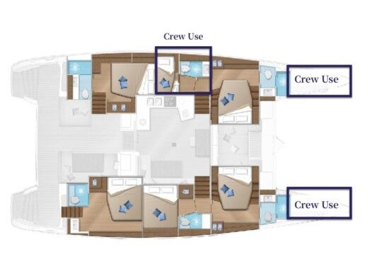 Catamaran Lagoon 52F Lagoon 52F - 6 cab (A/C+Gen+WM) Plano del barco