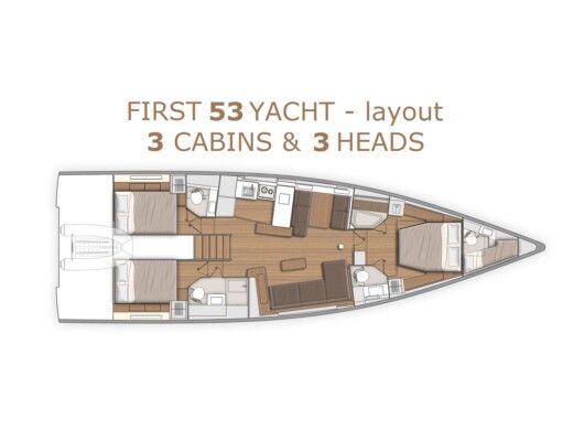 Sailboat  First Yacht 53  Plattegrond van de boot