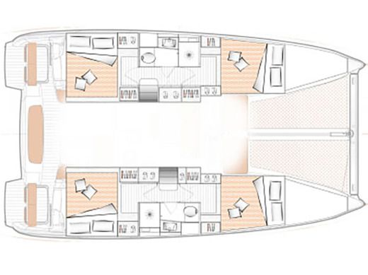 Catamaran  Excess 11 (6 cab.) Boot Grundriss
