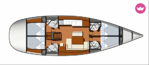 Sailboat Jeanneau Sun Odyssey 49 Plano del barco