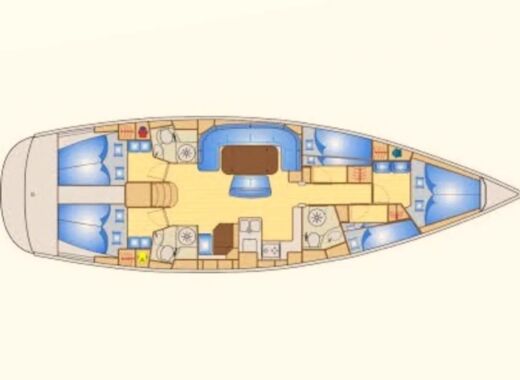Sailboat Bavaria 50 Cruiser Plattegrond van de boot