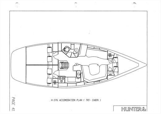 Sailboat Hunter 376 boat plan