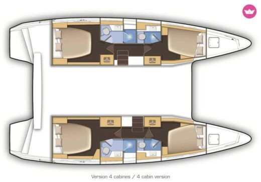 Catamaran Lagoon LAGOON 42 DOUBLE TROUBLE Plattegrond van de boot