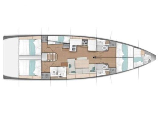 Sailboat JEANNEAU SUN ODYSSEY 490 Plattegrond van de boot
