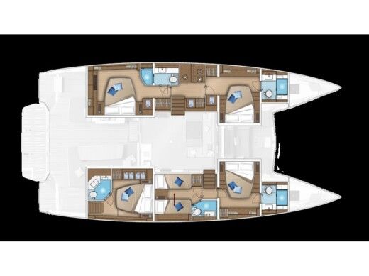 Catamaran  Lagoon 55 TRI WING Plattegrond van de boot
