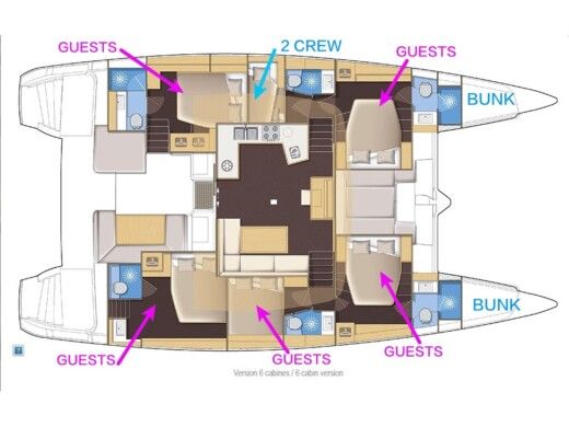 Catamaran LAGOON 52F 1 Plano del barco
