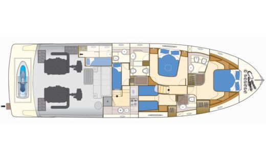 Motorboat FERRETTI 591 Fly bridge Boot Grundriss
