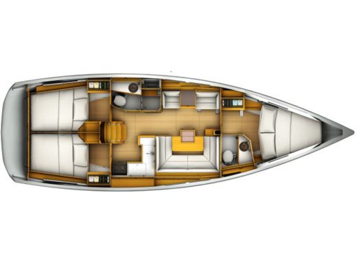 Sailboat JEANNEAU SUN ODYSSEY 419 Plattegrond van de boot
