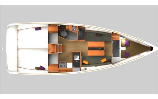 Sailboat Jeanneau Sun Odyssey 349 Planimetria della barca