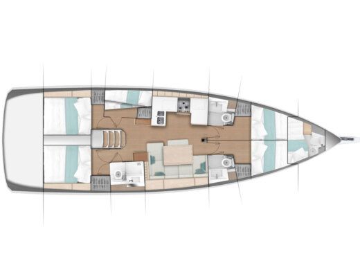 Sailboat Jeanneau Sun Odyssey 490 Σχέδιο κάτοψης σκάφους
