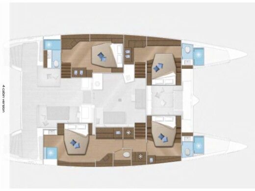 Catamaran  Lagoon 52F Boat layout